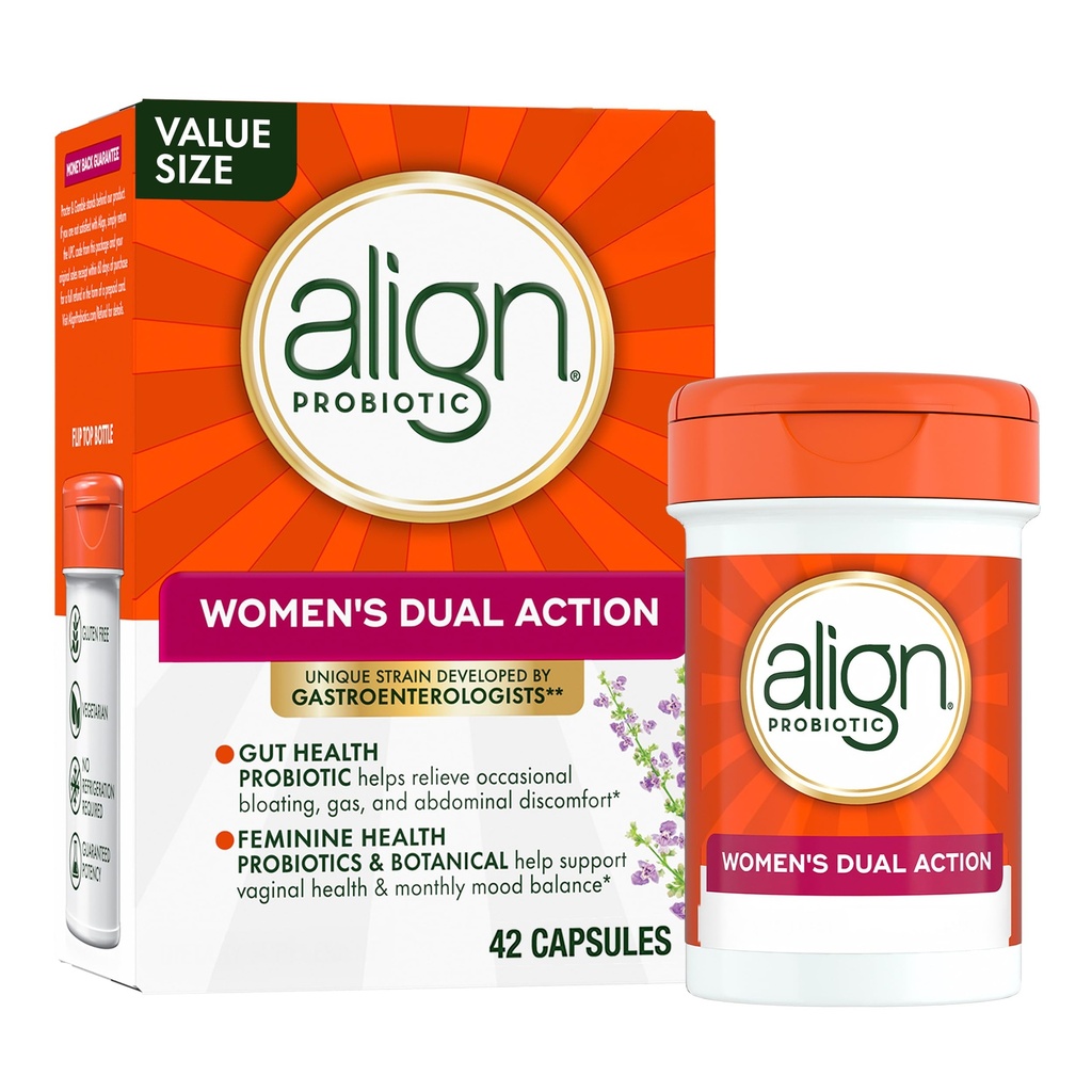 Align Probiotic, Womens Dual Action, Vaginal Probiotics for Women, Womens Probiotic for Vaginal Health Support, with Probiotics for Digestive Health, 42 Probiotic Capsules