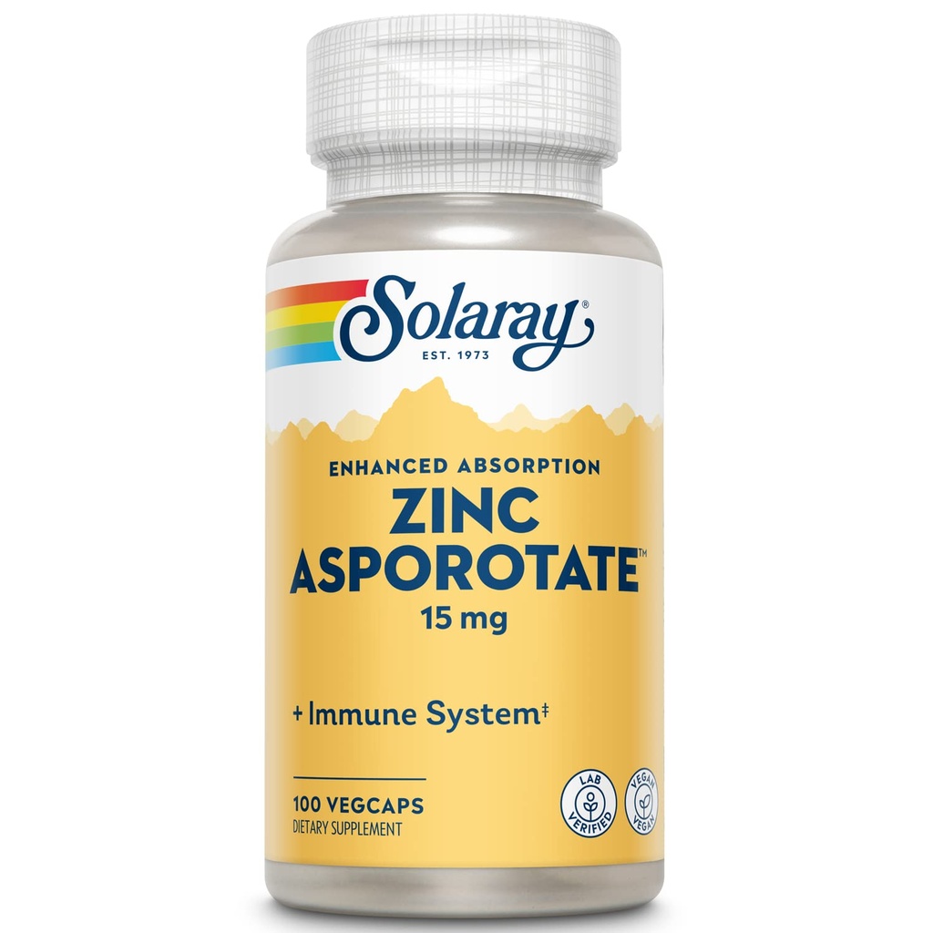 Solaray Zink Asporotaat 15mg chelated Complex 