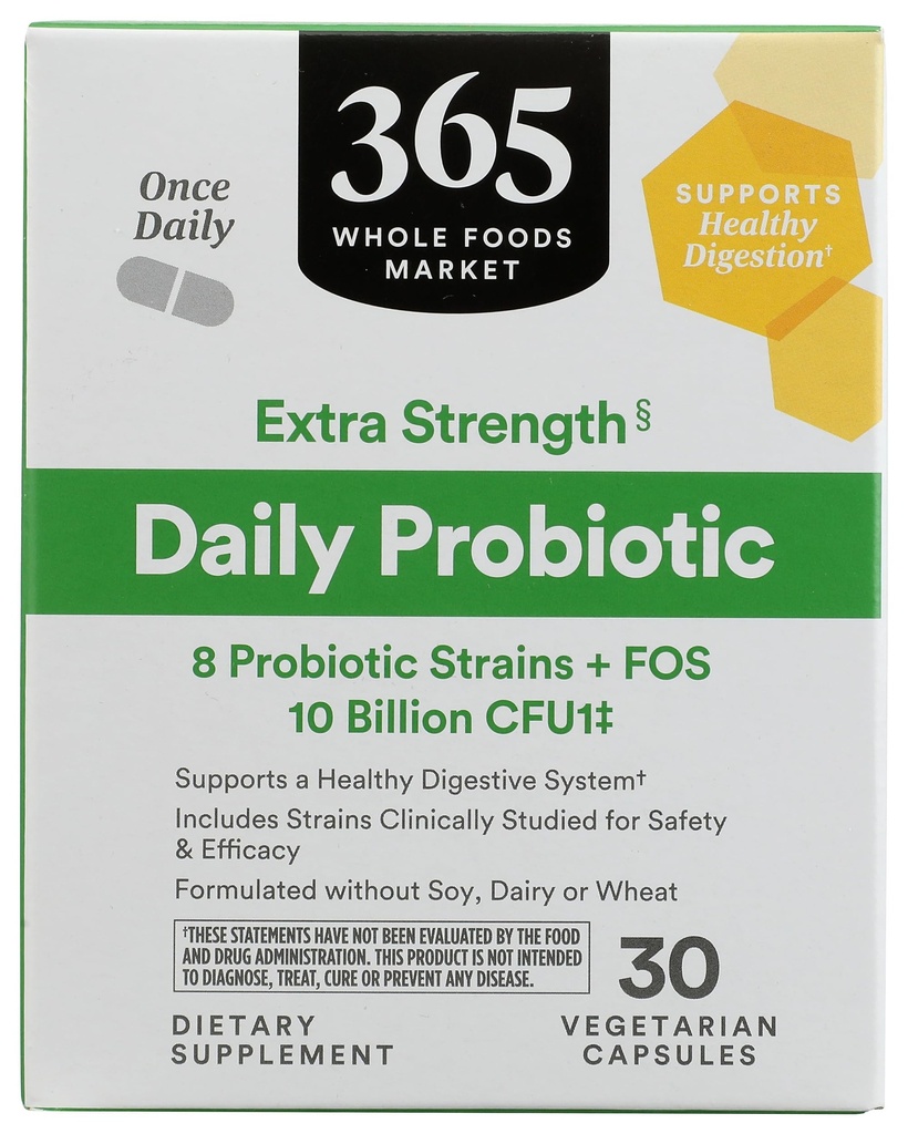 365 door Whole Foods Market, Extra Strength Daily Probiotic 10 miljard CFU, 30 ct