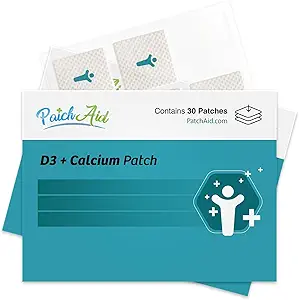 PatchAid D3/Calcium Topical Patch | Supports Bone Strength & Calcium | 8 Hour Wear for Better Absorption | 30 Day Supply