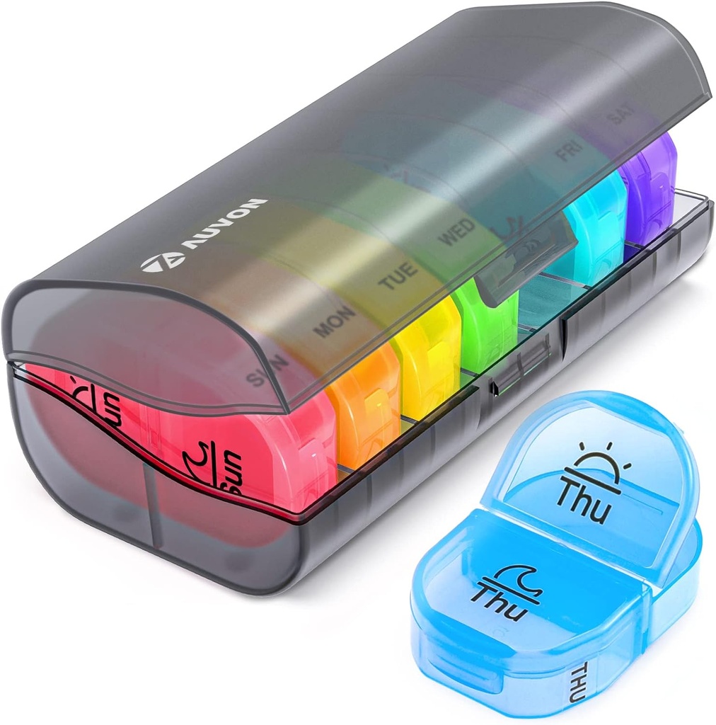 AOVON Pill Box 2 keer per dag, Weekly Pill Organizer AM PM met 7 Daily Pocket Case om vitamine, medicijnen, medicijnen, en supplement vast te houden