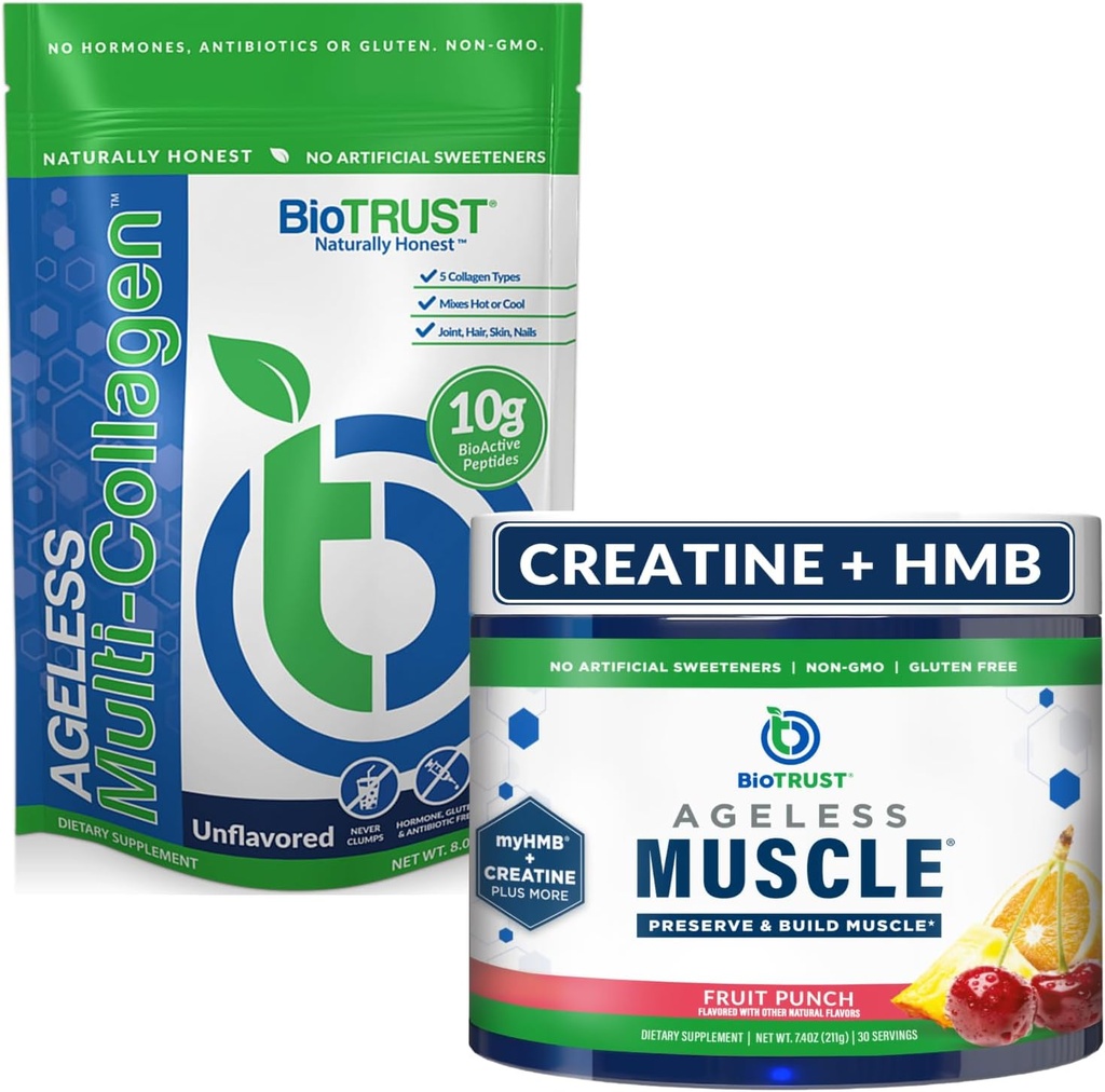 BioTrust Ageless Muscle (Fruit Punch) en Multi Collageen (Unflavored) Bundle