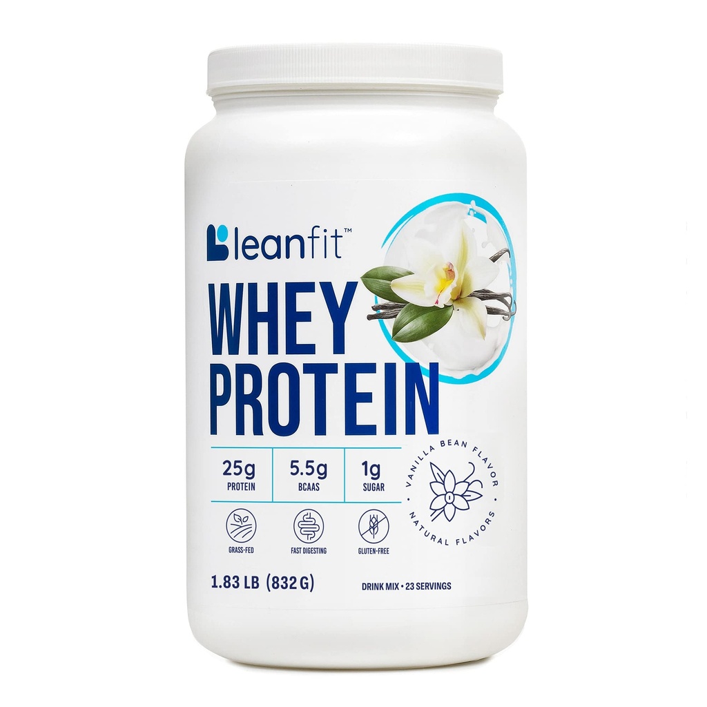 LeanFit WHEY Protein Natural Vanille 100% Wei Proteïne Poeder, 24g Proteïne Per Serveren 