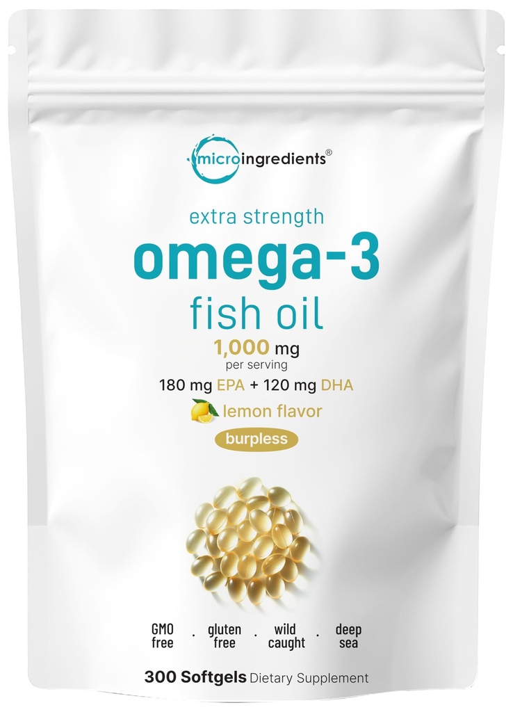 Micro Ingrediënten Extra sterkte Omega 3 Visolie Supplementen 1000mg Per Serving, 300 Softgels 
