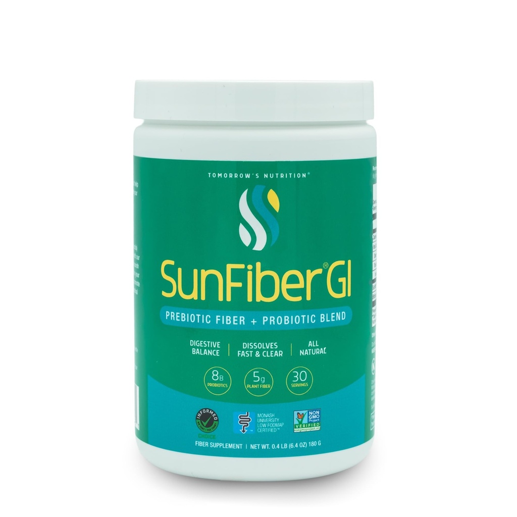 De voeding Sunfiber GI, Prebiotic Fiber & Probiotics, 5g Prebiotic Fiber & 8 Miljard Probiotics Per Serving, Low FODMAP, 30-Day Supply, 30 Day