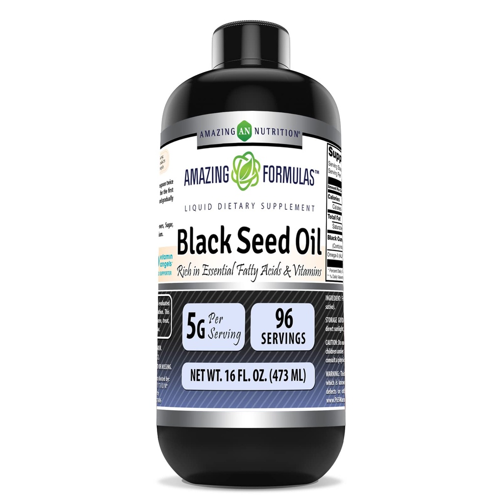 Amazing Formulas Black Seed Oil 16 oz | Natural Cold Pressed Black Cumin Seed Oil from 100% Genuine Nigella Sativa | Non-GMO | Gluten Free