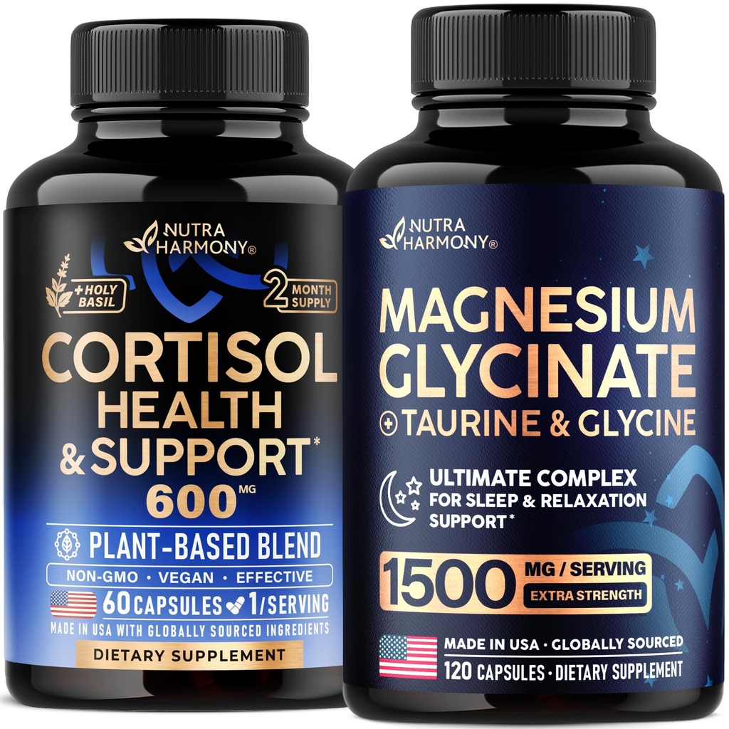 NUTRAHARMONY Cortisol Support & Magnesium Glycinate with Glycine Capsules