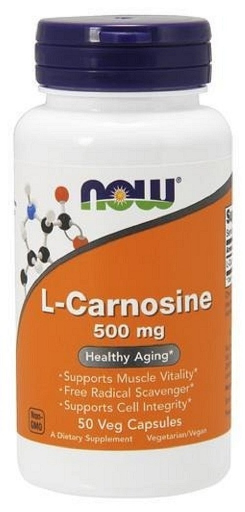 NOW Voedingssupplementen, L-Carnosine (Beta-Alanyl-L-Histidine) 500 mg, Gezonde Veroudering, 50 Veg Capsules