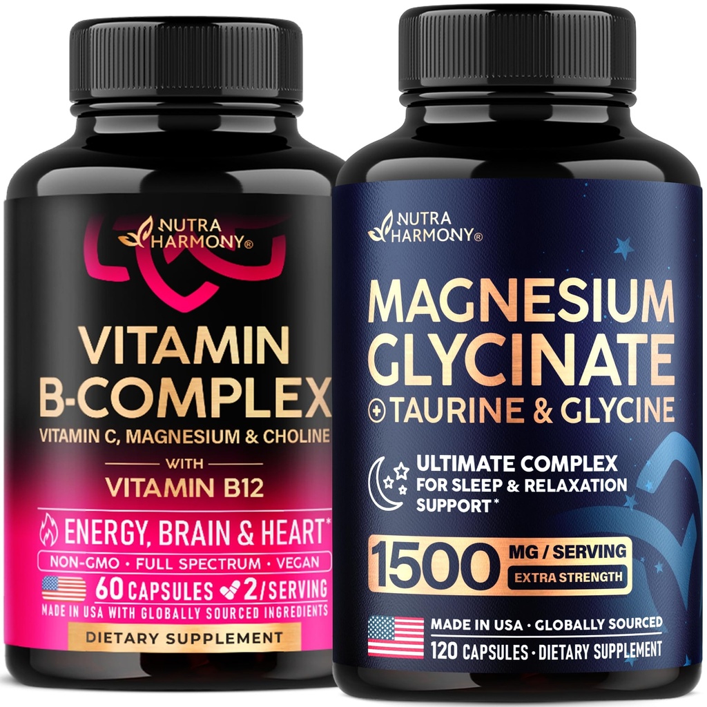 NUTRAHARMONY Vitamin B Complex & Magnesium Glycinate with Glycine Capsules