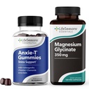 LifeSeasons Anxie-T Stress Relief Gummies & Magnesium Glycinate 350mg Capsules – Supplements to Support Stress Relief, Sleep, Mood, Heart Health, Muscles & Metabolism – 90 Gummies & 120 Capsules