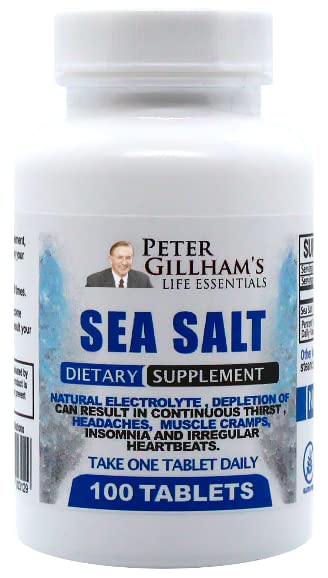 Peter's Choice Sea Salt Chlorure de sodium 450mg, 100 comprimés, Electrolyte Support & Balance, Athletic Post Workout Réhydratation et récupération. Aide à la température chaude. Prévenir la déshydratation et les crampes. Fabriqué aux États-Unis