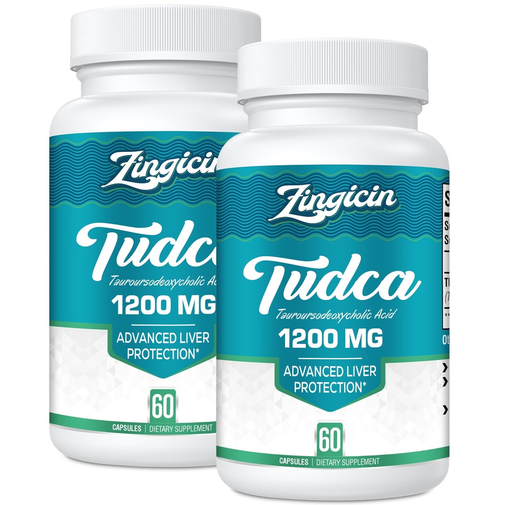 TUDCA Supplément 1200mg - 120 Capsules de Véggie,Possibles suppléments de sel de bile TUDCA pour foie,Digestion
