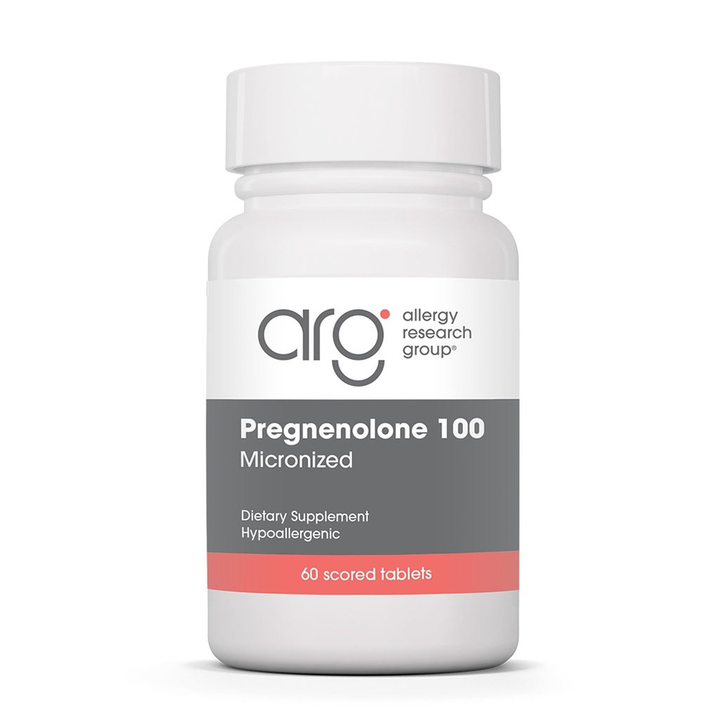 Groupe de recherche sur l'allergie Pregnenolone 100mg - Suppléments progestérone pour les femmes et les hommes, Hormone et soutien au stress avec Yam sauvage naturel, matrice lipidique pure micronisée, base végétale - 60 comprimés