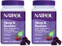 Natrol Sleep + Restore Magnesium Glycinate Blend Gummies with Melatonin 5mg - Calm Magnesium with GABA,Botanical Blend,Cherry Flavor,60 Gummies,(Pack of 2)