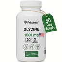 PRISTINE'S Glycine 1000MG Aminozuur slaapondersteuning supplement Capsules - 60 dagen aanbod - spierherstel, collagen en nierondersteuning supplement - veganistisch, niet GGO, glutenvrij