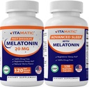 Vitamatic Melatonin Combo 20mg Melatonin Made with B6, Magnesium, L-Theanine, L-Tryptophan, 5-HTP, GABA, Valerian, Chamomile, Passion Flower, Ashwagandha & Black Pepper