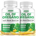 Oil of Oregano with Black Seed Oil, 400 Softgel Oregano Oil Oapsules Organic, High Carvacrol, Immune & Antioxidant Support