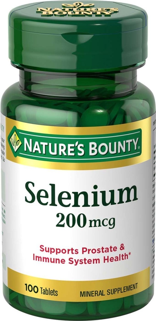 Nature's Bounty Selenium 200 mcg Natural High Selenium Gist, 100 tabletten (verpakking van 3)