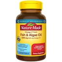 Nature Made Omega 3 Fish Oil and Algen Oil Supplements, 1200mg, Algen Oil & Fish Oil Blend, Omega 3 Supplement for Heart, Brain and Eyes Support, One Per Day, 60 Softgels