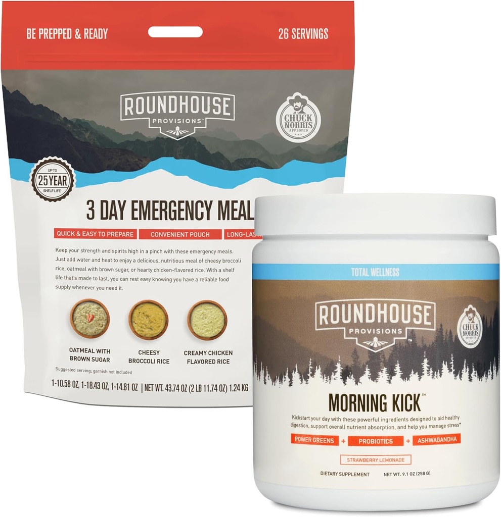 ROUNDHOUSE VOORLOPING Morgen Kick en 3 dagen Emergency Meal Kit Bundle