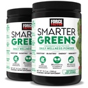 Facteur de force vert plus intelligent Daily Wellness Powder 2-Pack pour soutenir l'énergie, l'immunité et la digestion, Superfood Greens poudre avec des vitamines, minéraux et probiotiques, non aromatisé, 60 portions