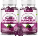 softbear Calcium Magnesium Zink Gummies voor volwassenen & kinderen, Suagr-Free Calcium Magnesium Zink Vitamine D3 Supplement voor bot sterkte & Immune Health, vlierbessen smaak 120 Tel.