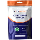 Vitamatic L-Arginine Pure Poudre 500 Grams Sans Avoine , Non GMO , Sans Gluten , Pas d'additif , 5000mg par portion 100 portions