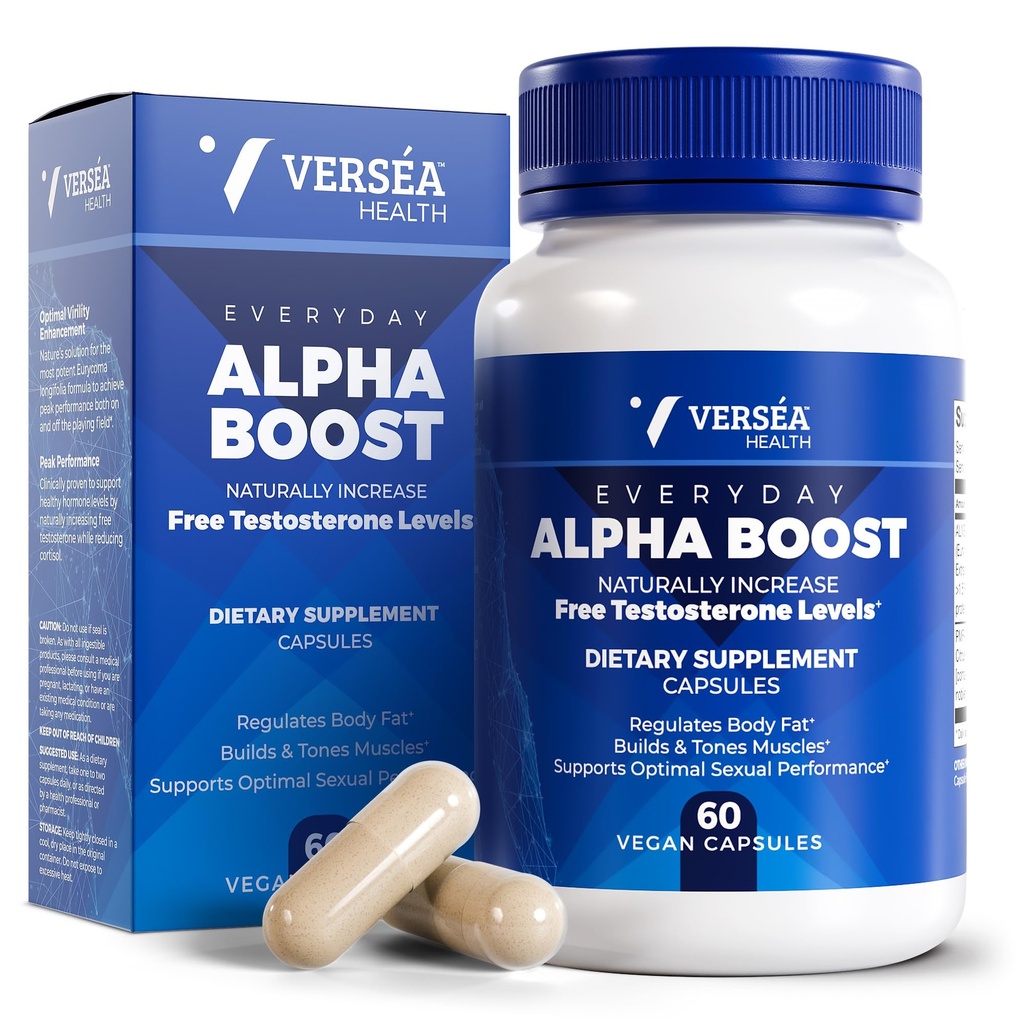 Alpha Boost, natuurlijke vrije testosteronondersteuning, energie, uithoudingsvermogen, duurzaamheid en vitaliteit voor mannen en vrouwen, multivitamine voor gezonde veroudering en prestaties en gebruik VESIsorb® (60 Ct)