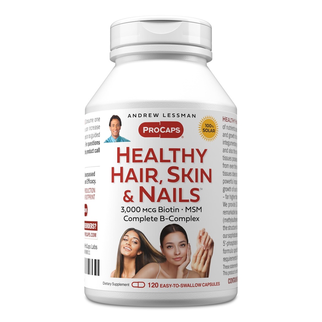 ANDREW LESSMAN Gezond haar, huid en nagels 120 Capsules - 5000 mcg Hoge bioactiviteit Biotine, B-complex. Promoot mooie huid, sterke nagels. Geen additieven Haargroei Vitaminen Biotine Supplement