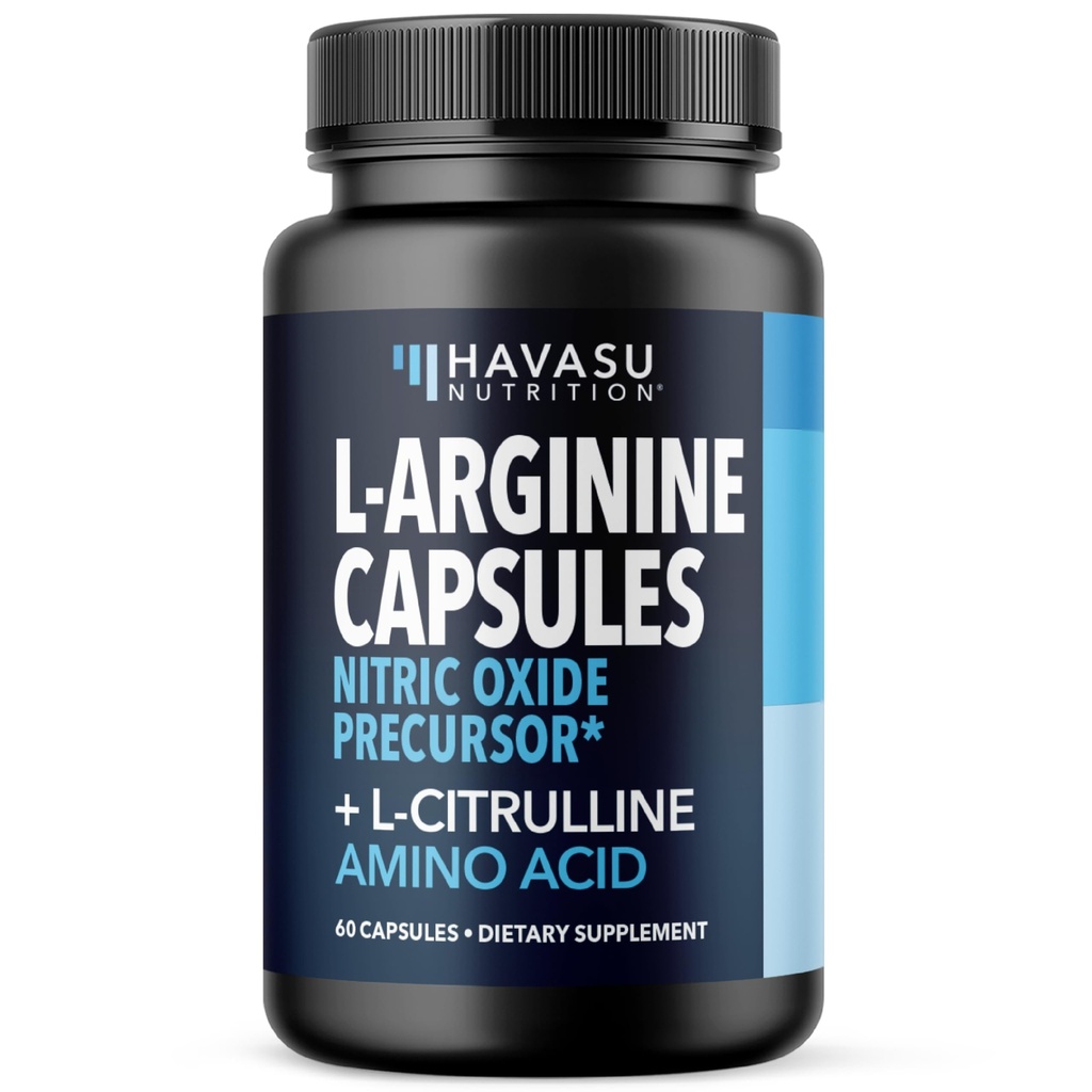 L-Arginine Capsules met L-Citrulline - Nitric Oxide Supplement - L Arginine en L Citrulline Blend - 60 Telling - Vegan, Non-GMO Capsules voor prestaties, duurzaamheid en spierondersteuning - 1 maand levering
