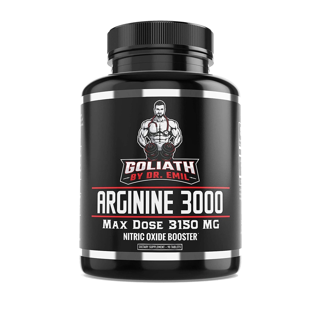 Dr Emil - L Arginine (3150mg) Dose la plus élevée de la gélule - Supplément d'oxyde nitrique pour la vasculaire, l'endurance et la santé cardiaque (AAKG et HCL) - 90 comprimés