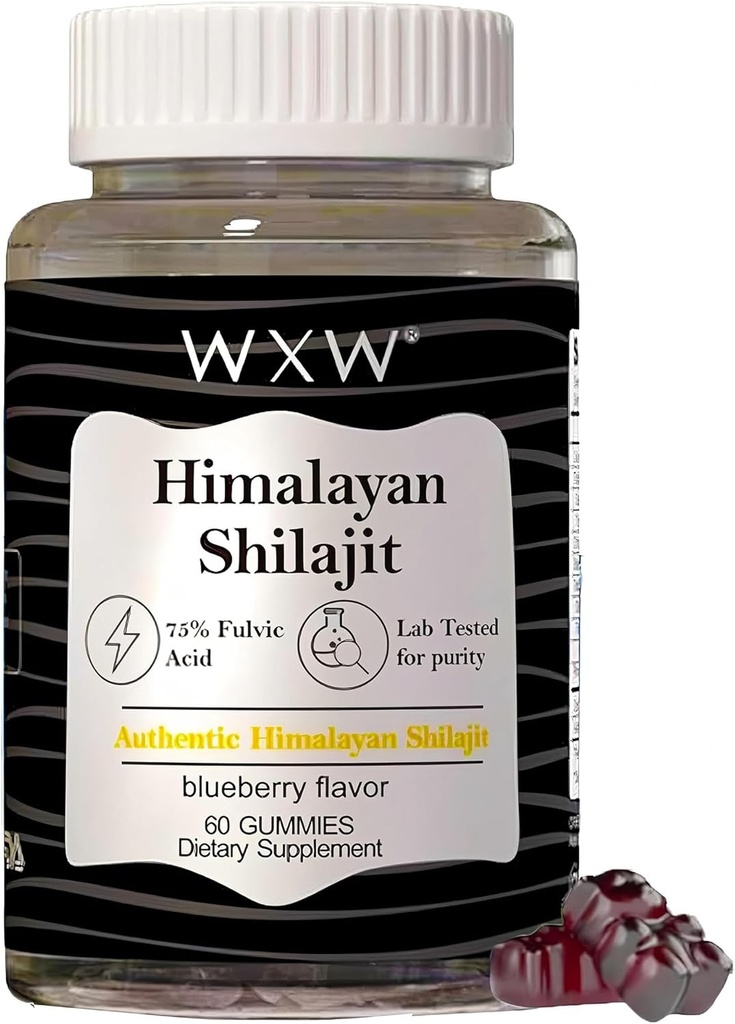 Trace Minerals Shilajit Gummies Blueberry Flavor Gummies Shilajit Honing Sticks 600 MG 75% Fulvic Acid Lab Getest 60 Tel.