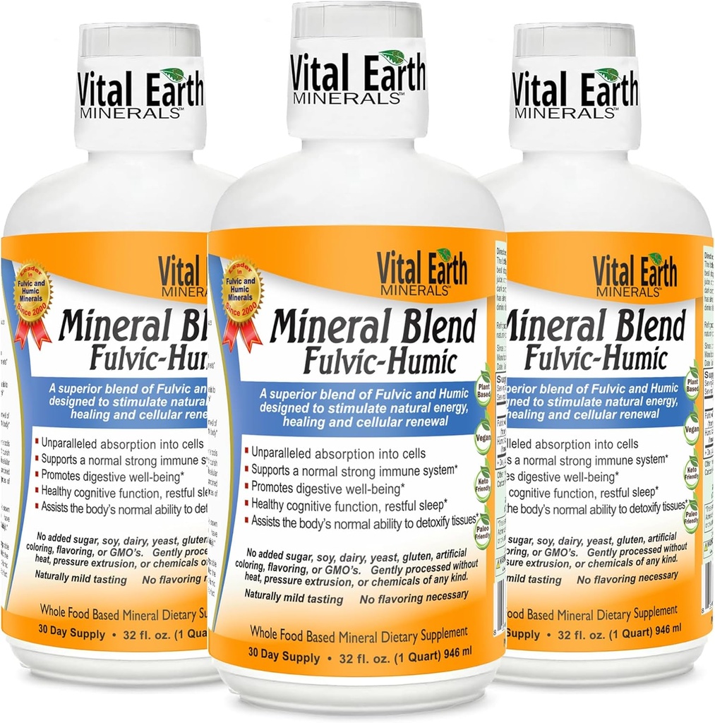 Vital Earth Minerals Fulvic Humic Mineral Blend Liquid 3-pack 