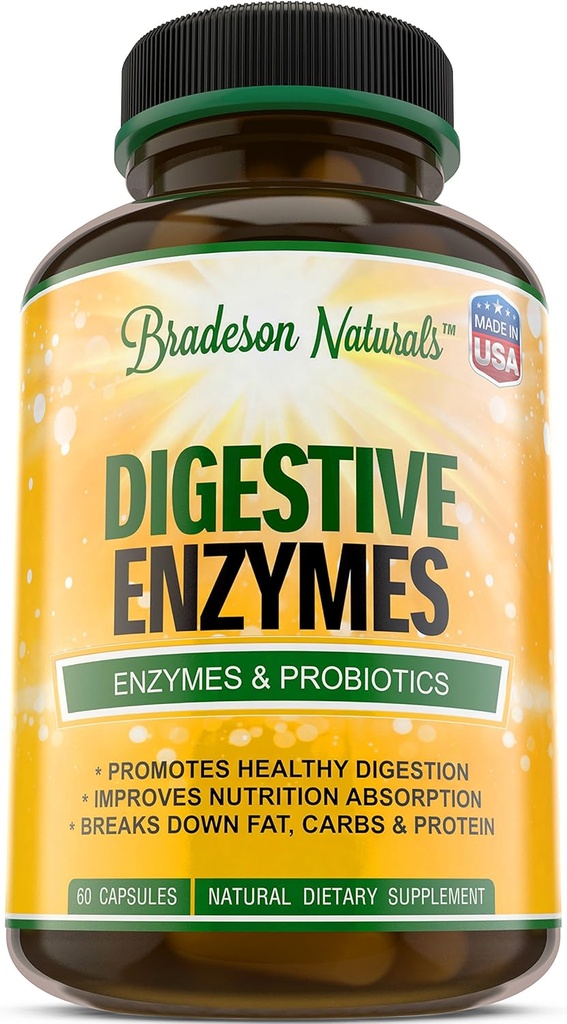 Digestieve enzymen door Bradeson Naturals - Enzymen & Probiotica, Natuurlijke Dieetsupplementen, 60 Capsules