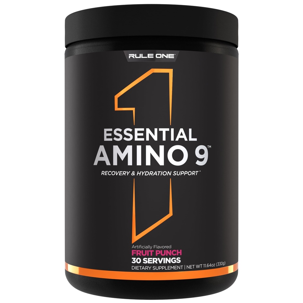 Rule 1 Proteins Essential Amino 9, Fruit Punch, 30 Servings | Recovery & Hydration Support with 7.5g of Essential Amino Acids + Electrolytes