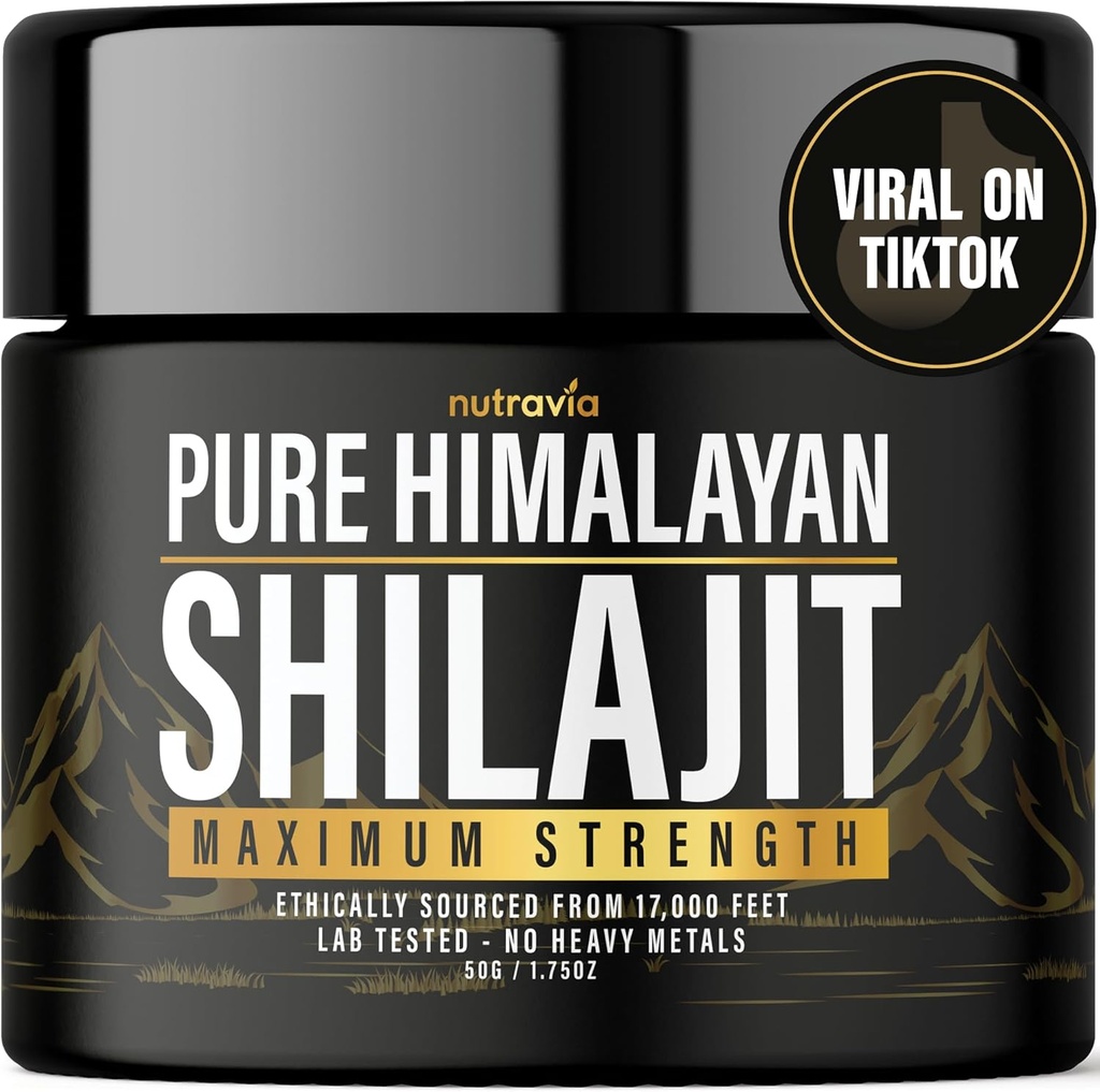 Shilajit Pure Himalaya Organic Resin - Natural Authentic Lab Tested Formula for Men, Women - No Heavy Metals - 600mg Max Strength with 85+ Trace Minerals Golden Grade Shilajit Supplement (1 Pack)