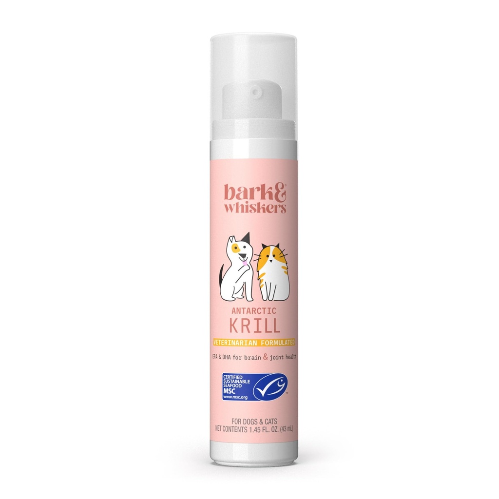 Bast & Whiskers Krill Oil Liquid Pump - Omega-3 Vetzuren voor katten en honden - Ondersteunt Joint Comfort, Skin & Hersenfunctie - Antioxidant Ondersteuning - 1,45 Fl Oz (186 Pompen)