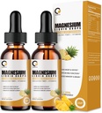 (2 Pack) Magnesium Glycinate Supplement Liquid Drops for Women and Men, 1000mg Hoge Absorptie met Bromelaine, Vitamine C, B6, D, Zink, voor Kalm Relax Spier, Bowel Energy, Ananas smaak