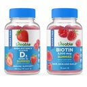 Lifeable Sugar Free Vitamin D 5000 IU + Biotin, Gummies Bundle - Great Tasting, Vitamin Supplement, Gluten Free, GMO Free, Chewable Gummy