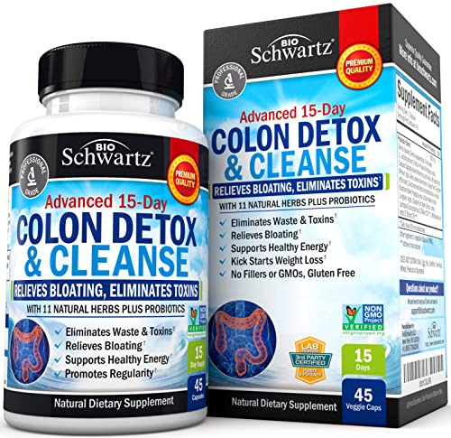 Colon Cleanser et Detox pour le soutien digestif - 15 jours Fast-Activing Extra Strength Cleanse avec fibre probiotique, Psyllium Husk et Noni pour le soulagement de la constipation et le soutien de ballonnement, non-OGM, 45 comte