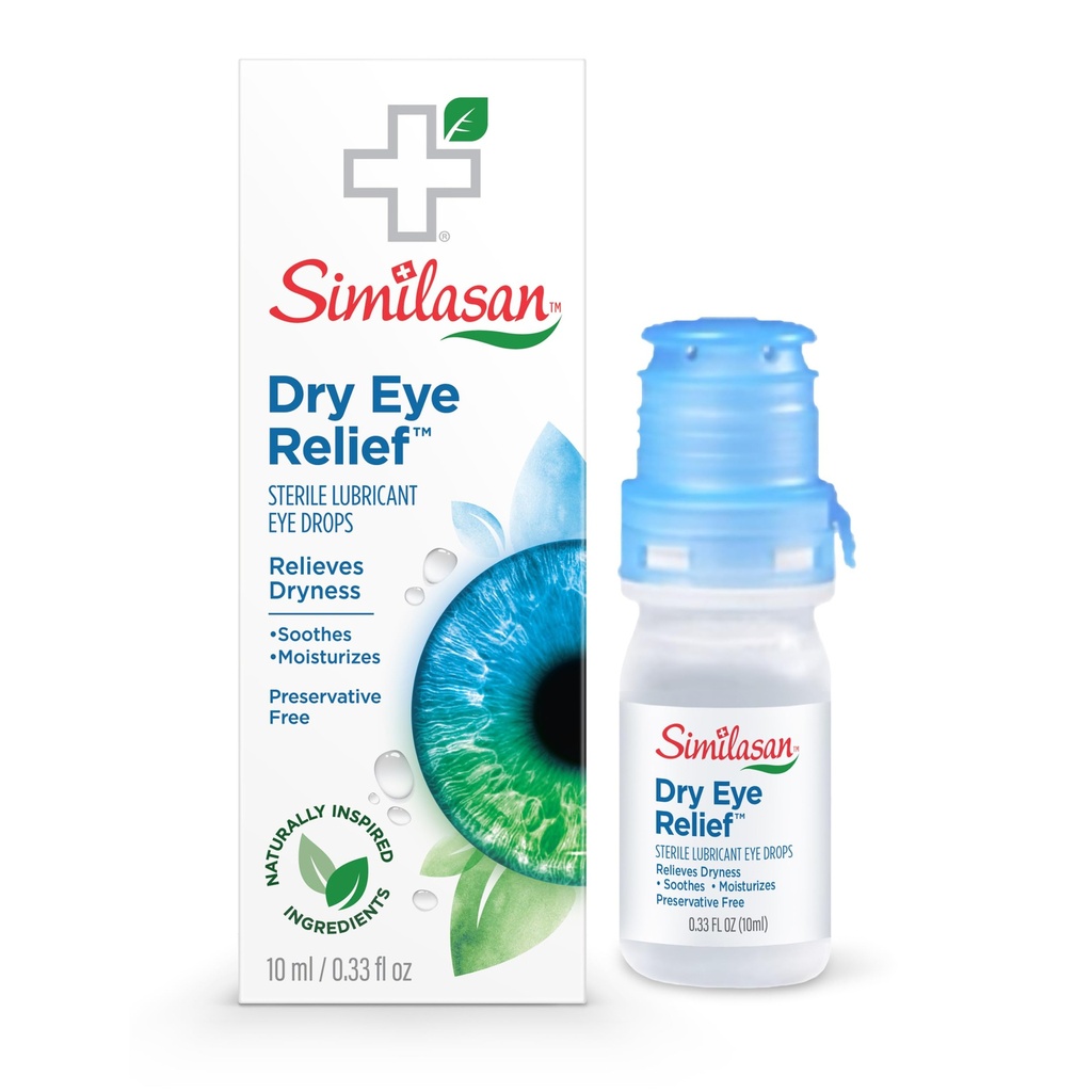 Similasan gouttes de soulagement des yeux secs, soulagement instantané et durable, ingrédients naturellement inspirés pour les yeux secs, irrités, avec Hyaluronate, sans conservateur, pH équilibré, doux pour les yeux sensibles, 10ml