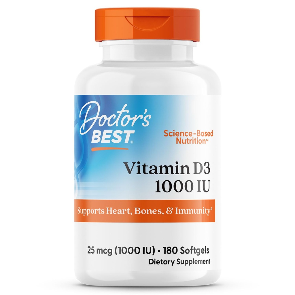 Doctor's Best Best Vitamin D3 1000 IU, Softgel Capsules, 180-Count