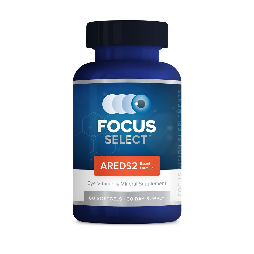 Focus Select AREDS2 Based Eye Vitamin-Mineral Supplement - AREDS2 Based Supplement for Eyes (60 ct. 30 Day Supply) - AREDS2 Based Low Zink Formula - Eye Vision Supplement and Vitamin