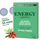 B12 Vitamin Energy Patch with Caffeine, Green Tea Extract & Guarana (30 Count) | Caffeine, Vitamin B6 & B3 for Focus & Energy | 12-Hour Plant-Based Boost