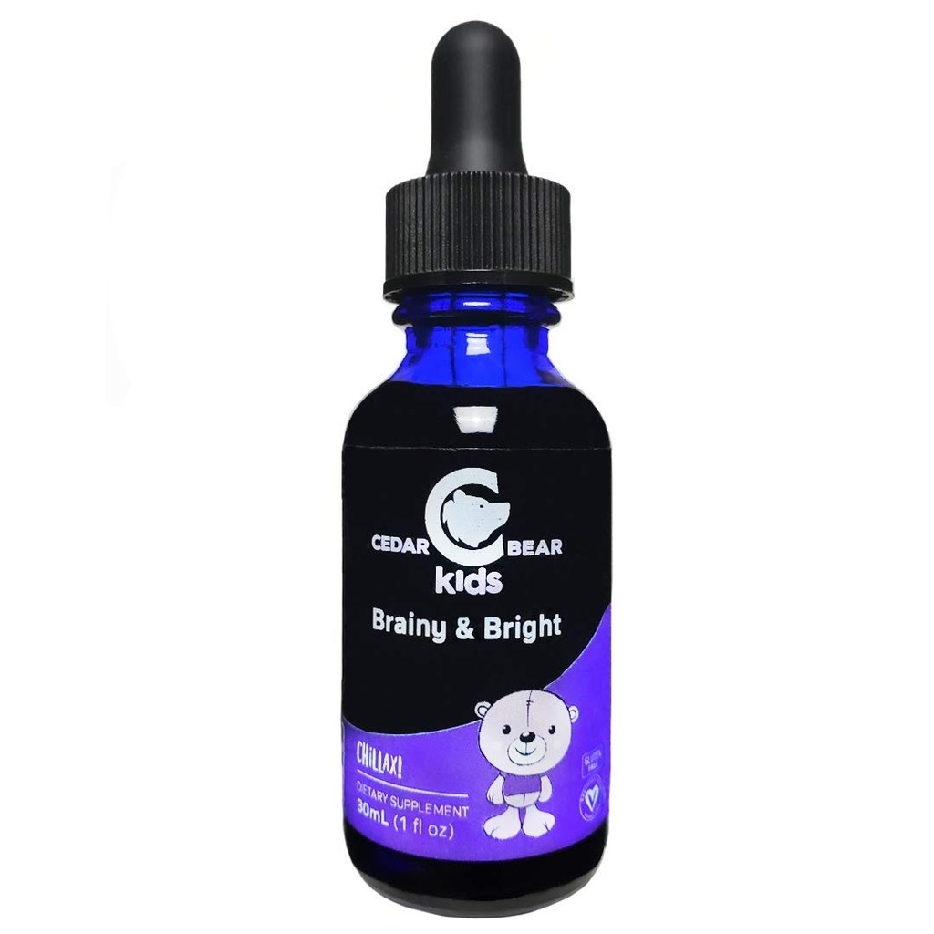 Cedar Bear Brainy & Bright voor kinderen - Ondersteunt kalmte en geestelijke focus 1 FL Oz