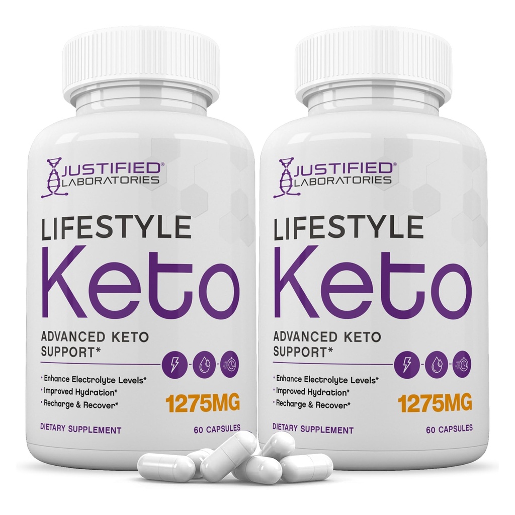 Laboratoires justifiés (2 Pack Lifestyle pilules kéto 1275MG nouvelle et améliorée formule contient vinaigre de cidre d'Apple extra vierge huile d'olive poudre Green Tea Leaf 120 capsules