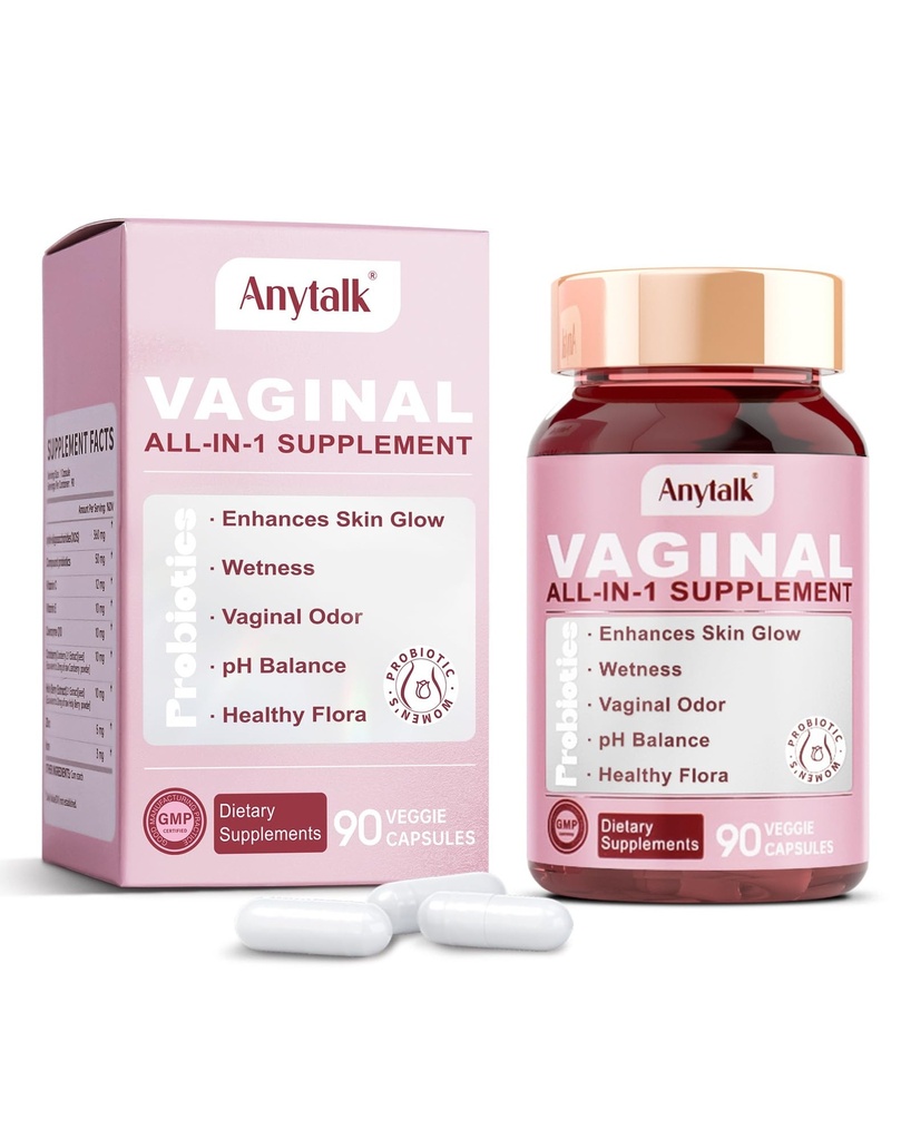 ANYTALK Vaginal Probiotics for Women pH Balance with Lactobacillus Probiotic Blend to Promote Healthy Vaginal Odor,Vaginal Flora - Women's Vaginal Health Probiotic 90 Count