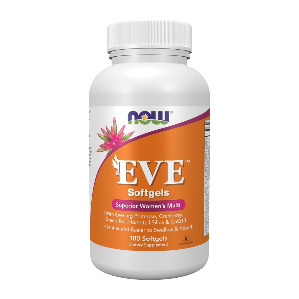 NOW Foods Supplementen, EveTM Dames Multivitamine met Avondprimrose, Cranberry, Groene Thee, Horsetail Silica & CoQ10, 180 Softgels