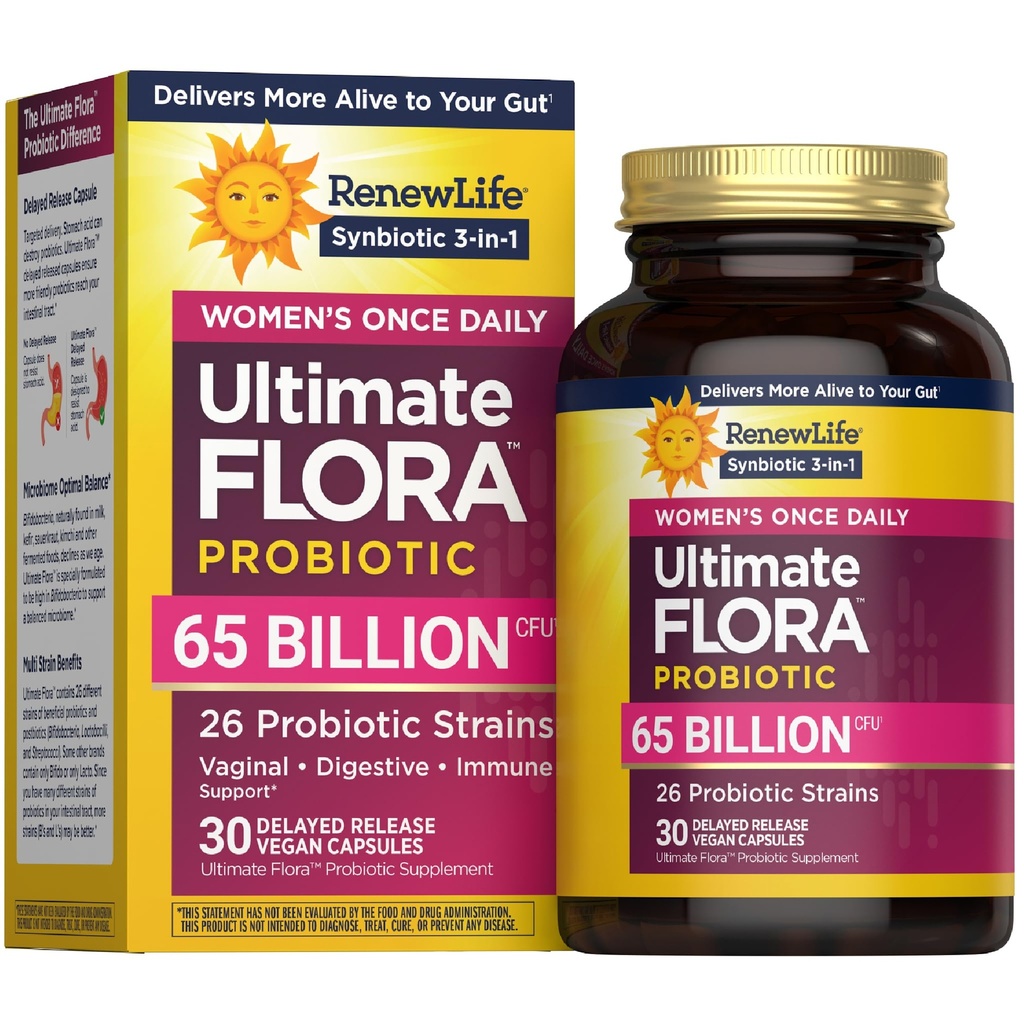 Renouveler la vie Ultimate Flora Probiotiques pour les femmes 65 Million CFU Release Retarded Capsules Vaginales