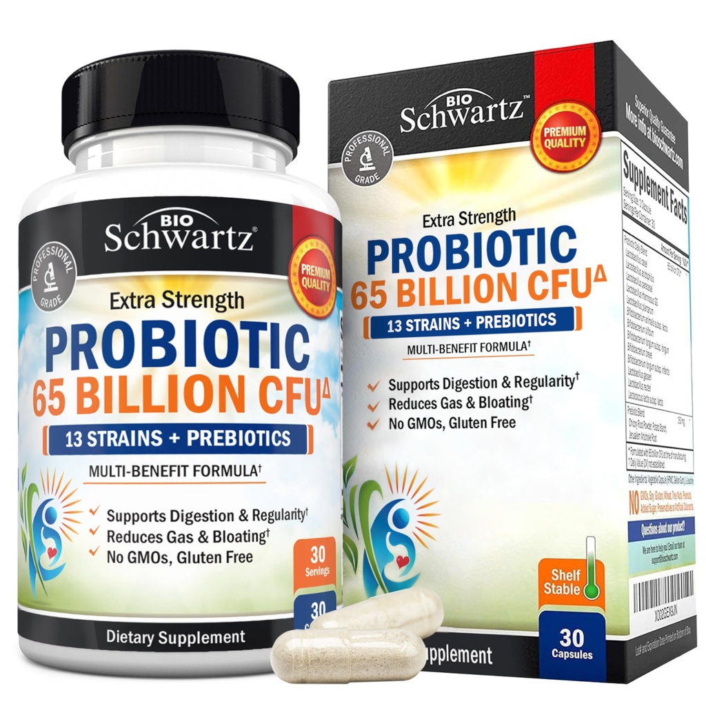 Probiotic 65 Miljard - Probiotica met prebiotica voor vrouwen en mannen - Lactobacillus Acidophilus Dispensive Health Capsules - Targeted Release Technology - Shelf Stable Supplement Non-GMO Dairy Free-30ct